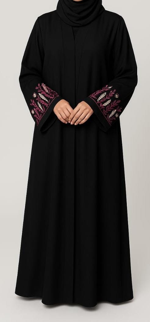 Embroidered Sleeves Abaya (Nida Open Jubba)